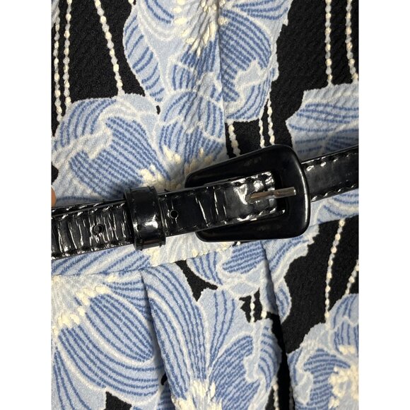 Rabbit Rabbit Rabbit Dress Blue Floral Fit Flare Midi Poly Career Retro Womens 6 - Picture 4 of 15